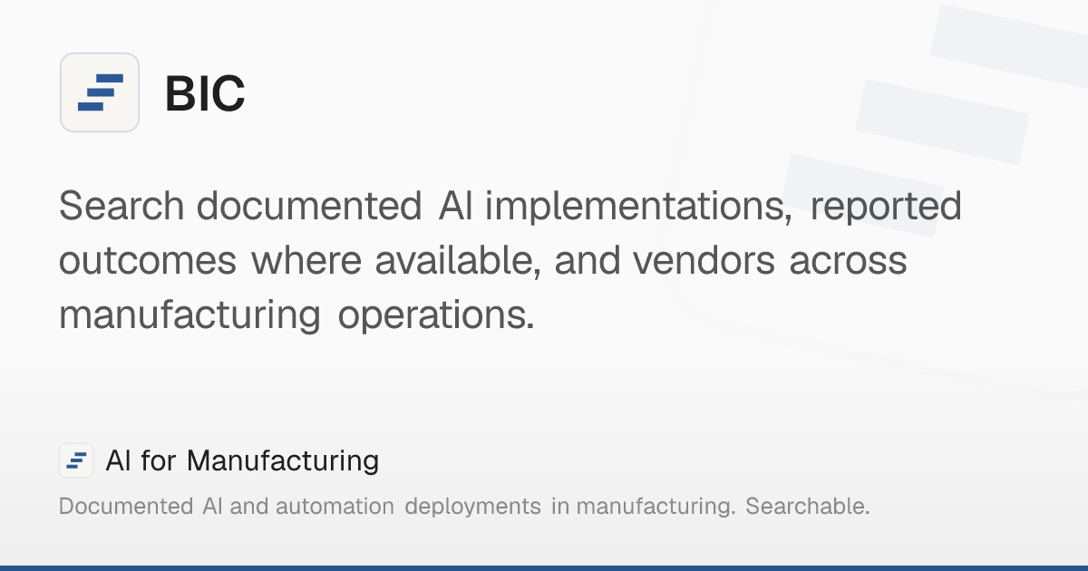 BIC – AI for Manufacturing