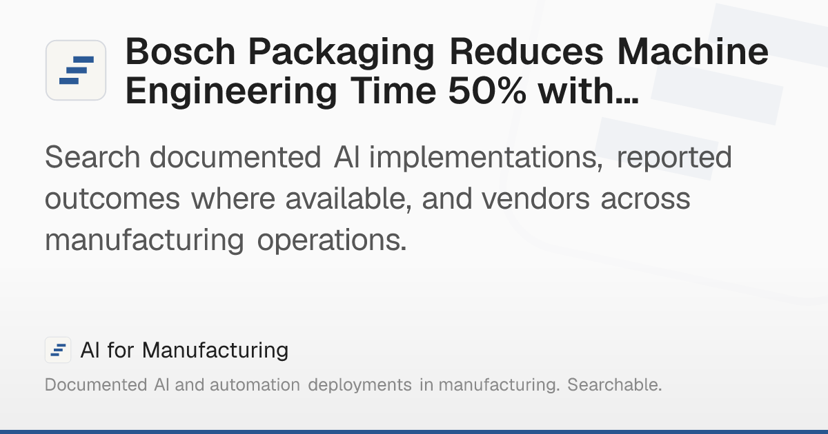 Bosch Packaging Reduces Machine Engineering Time 50% with… – AI for ...