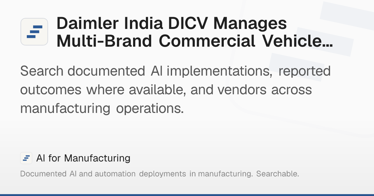 Daimler India DICV Manages Multi-Brand Commercial Vehicle… – AI for ...