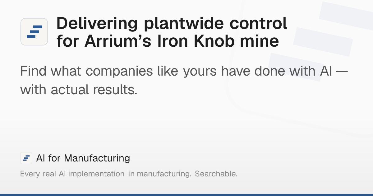 Delivering plantwide control for Arrium’s Iron Knob mine – AI for ...