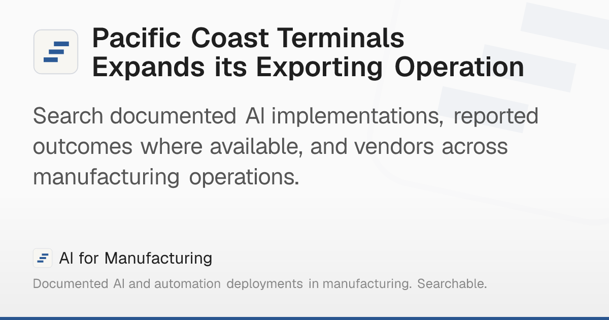 Pacific Coast Terminals Expands its Exporting Operation – AI for ...