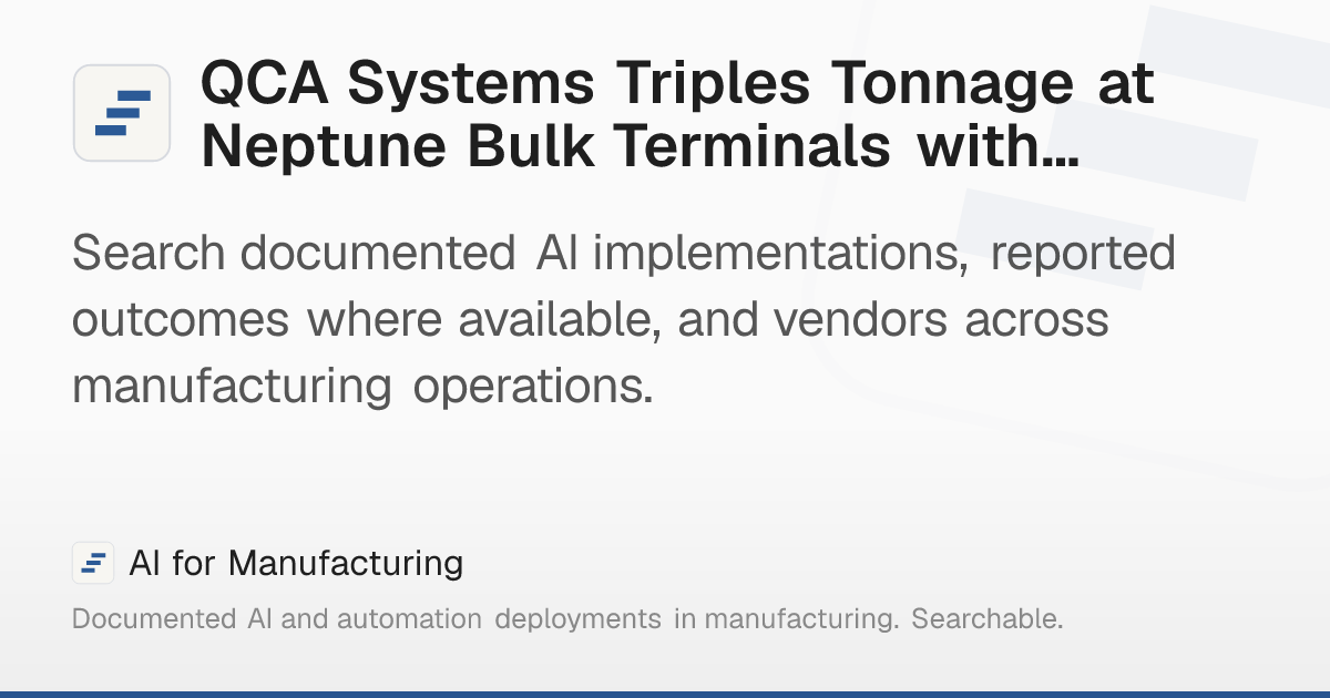 QCA Systems Triples Tonnage at Neptune Bulk Terminals with… – AI for ...