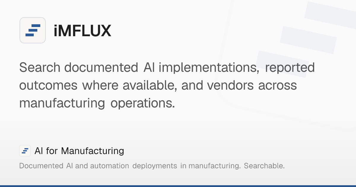 iMFLUX – AI for Manufacturing