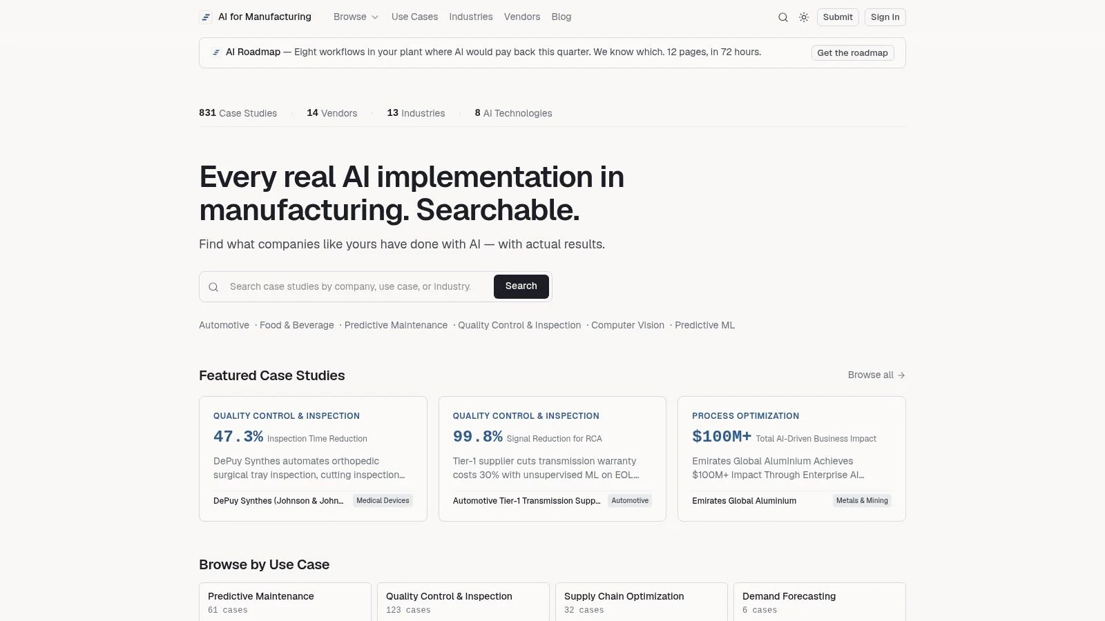 Screenshot from https://aiformanufacturing.org