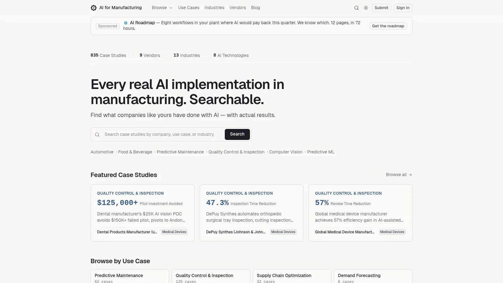 Screenshot from https://aiformanufacturing.org