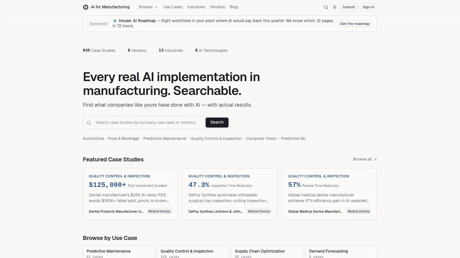 Screenshot from https://aiformanufacturing.org
